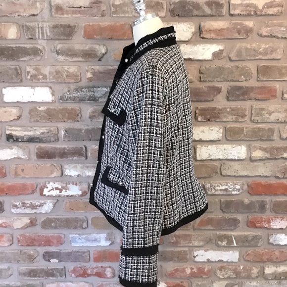WHITE HOUSE BLACK MARKET Women’s Silk Blend Textured Plaid Blazer Jacket 12 - Picture 2 of 6